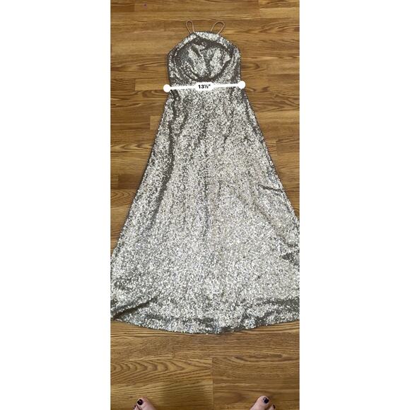 Marchesa Notte prom gold sequin-embellished floor-length gown size 0 - Picture 5 of 15